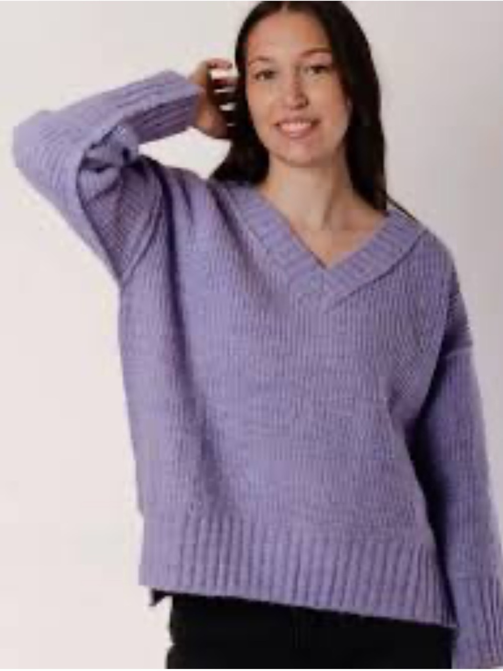 NWT Kuwalla Women's Lavender V-Neck Ribbed Knit Sweater beautiful